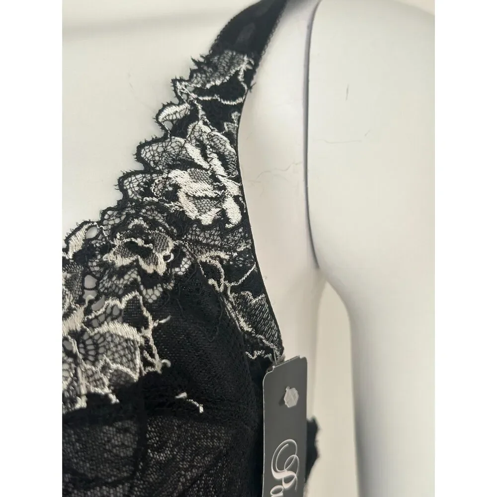 Lacy bra, by Paramour, black/white, size 36C.